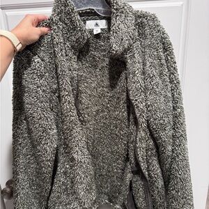 Disney Parks Mickey Mouse Fleece Sherpa Zip Up Jacket D Logo Gray Adult Med Used